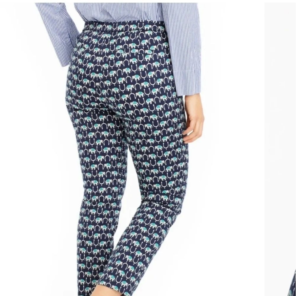 J. CREW Blue Elephant Print Pants size 0 - Picture 2 of 10